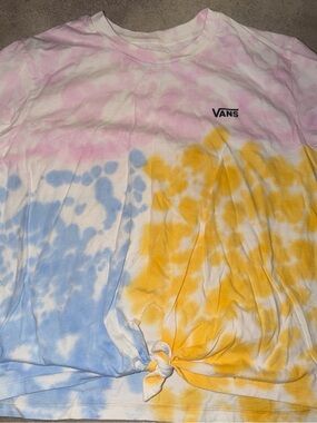 Vans Tie-Dye Crew Tee in Pink, Blue & Yellow with Front Knot
